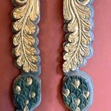 18th Century Italian Handcarved Polychrome Painted Pilaster Friezes, Set of 2