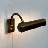 Vintage German brass patinated wall lamp with a gooseneck design by Honsel, 1970s.