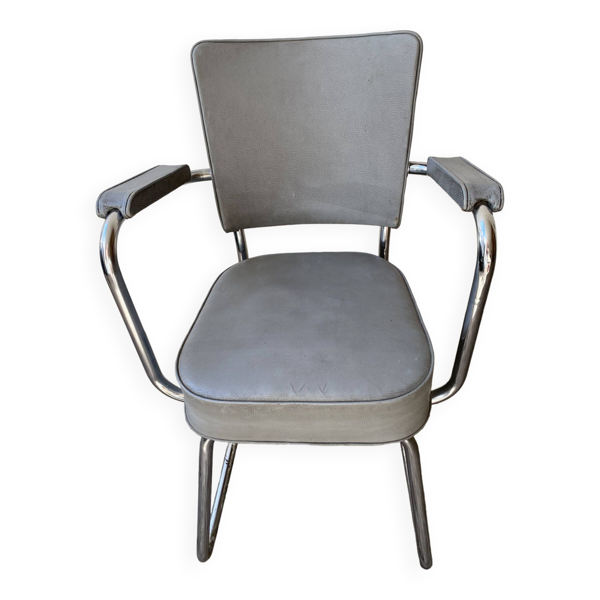 Pullman chair 1950 chrome and skai tube