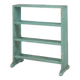 Industrial small mint-colored rack or bookcase with 4 shelves and beautiful patina, Belgium, 1920s