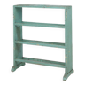 Industrial small mint-colored rack or bookcase with 4 shelves and beautiful patina, Belgium, 1920s