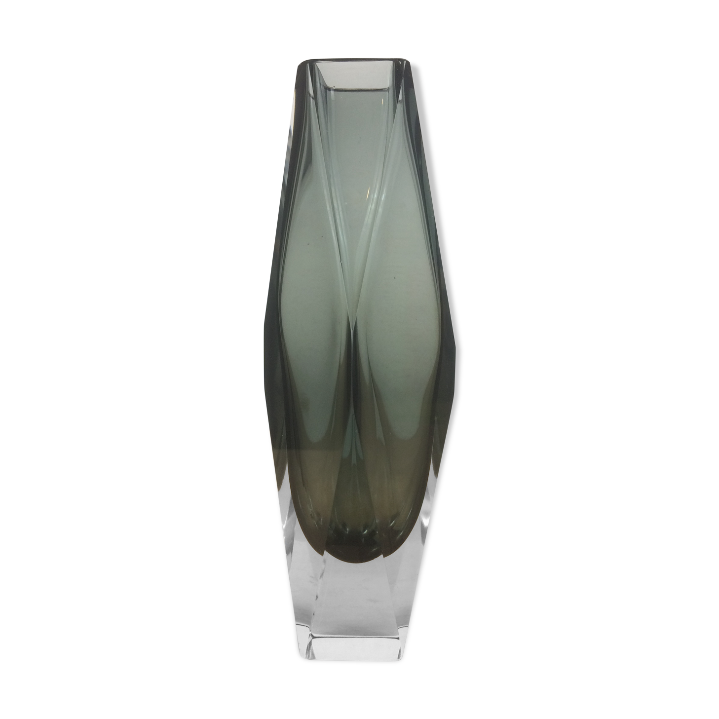 Vase Sommerso smoked glass soliflore, Murano