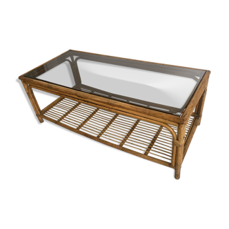 Rattan and bamboo coffee table
