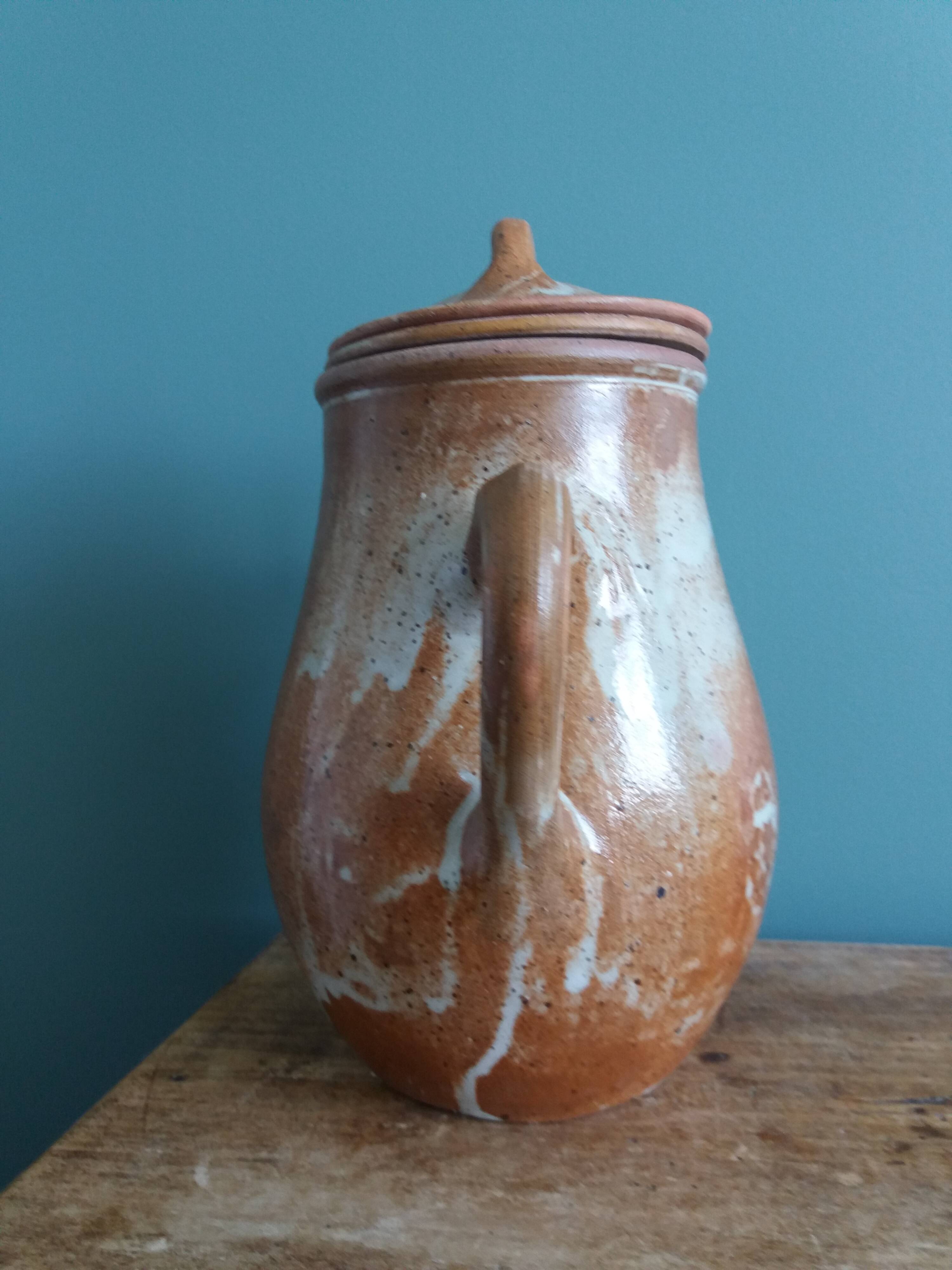 Puisaye stoneware filter teapot, Mallet pottery