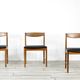 Set Of 4 Midcentury McIntosh Teak And Leatherette Chairs. Vintage Modern