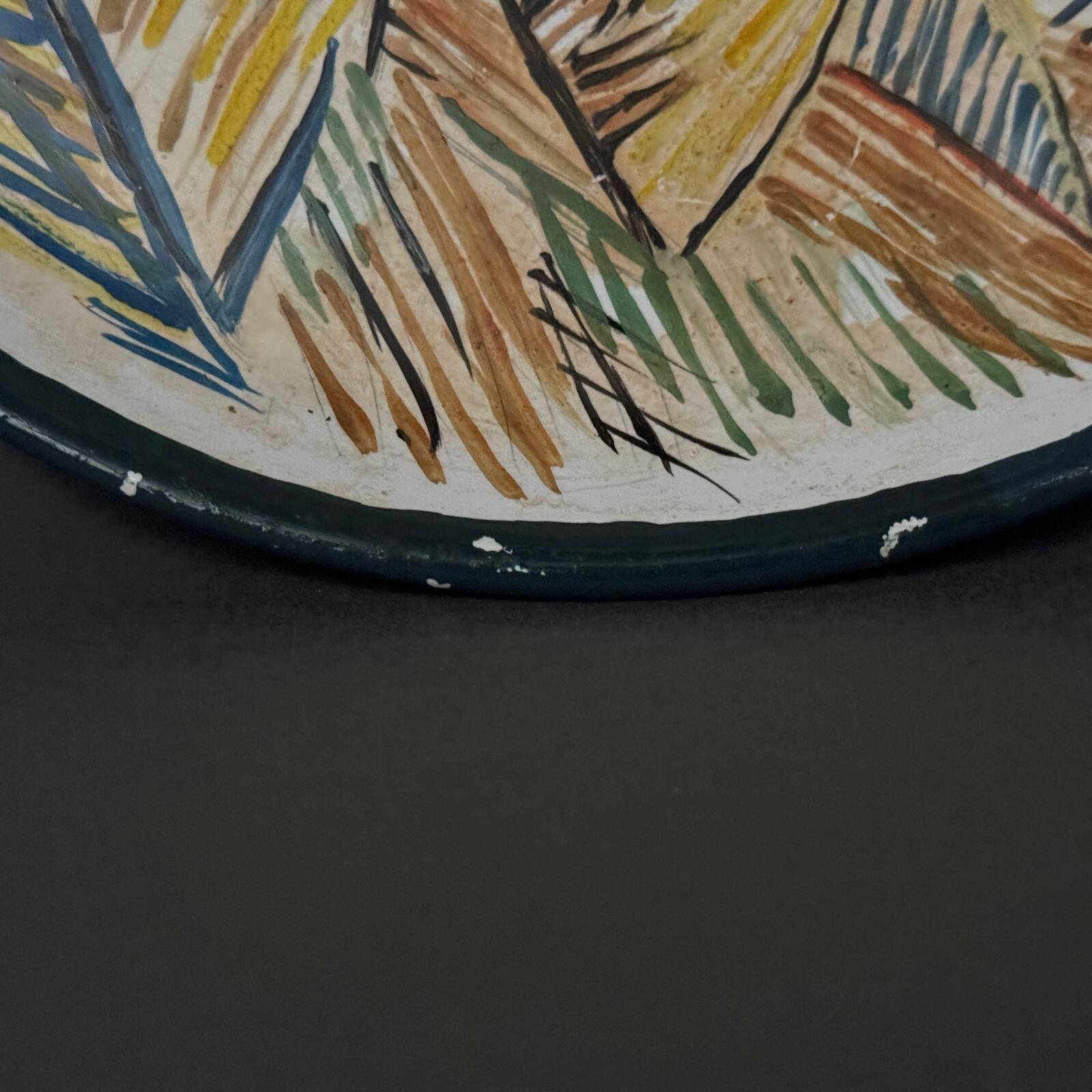 Ceramic plate 1960 female face monogram CD