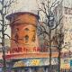 Oil, painting, Saudemont, Moulin Rouge, Paris