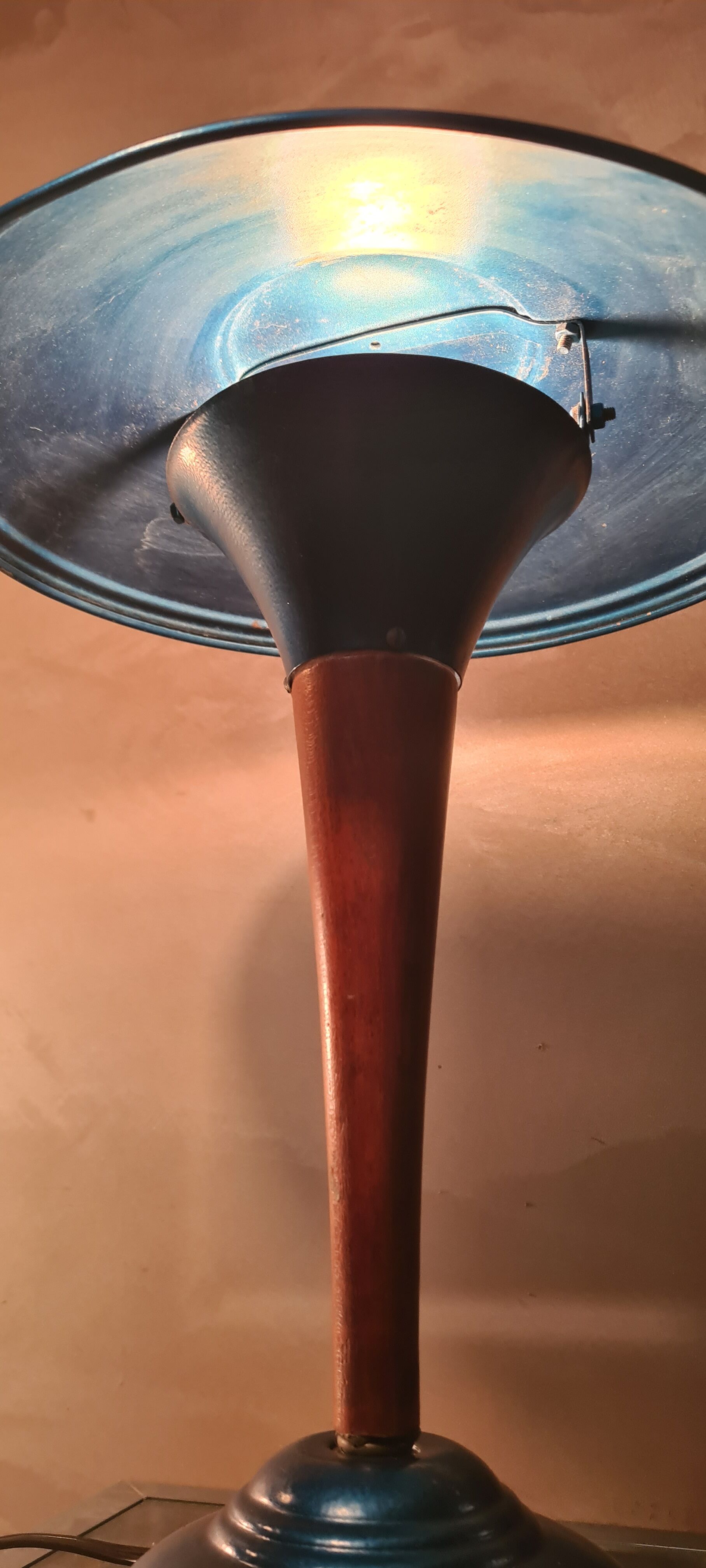 Lamp mushroom blue metal 1940