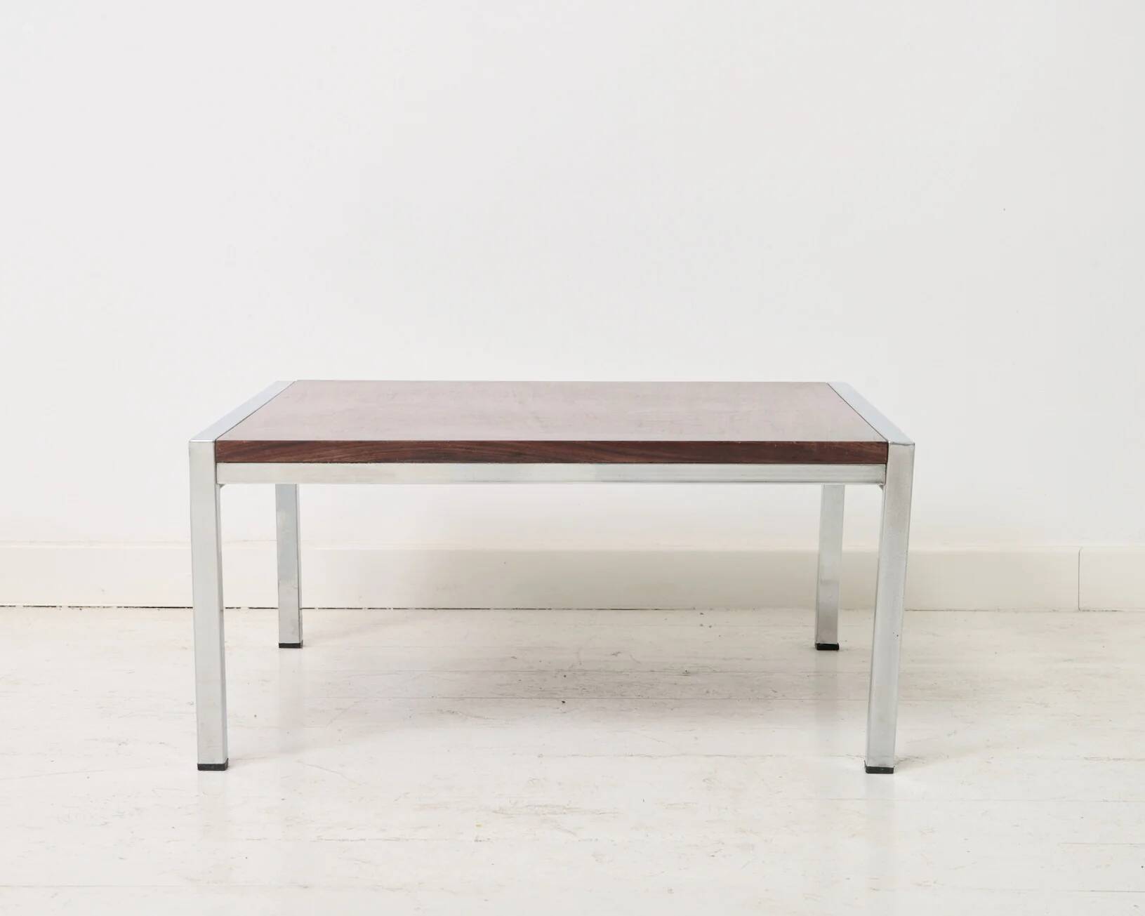 Chrome and rosewood coffee table, 1970s