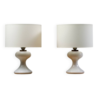 Pair of white ml1 table lamps by ingo maurer for m-design