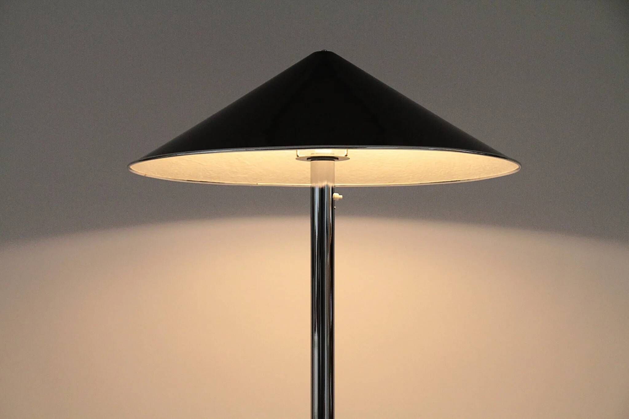 Ateljé Lyktan floor lamp with rare oversized custom shade – Sweden, 1970s