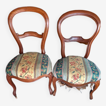 Two Louis Philippe chairs in rosewood