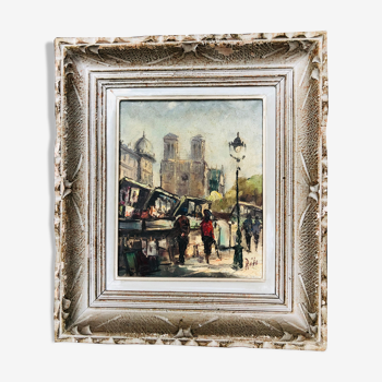 Oil on canvas, the booksellers of the banks of the Seine