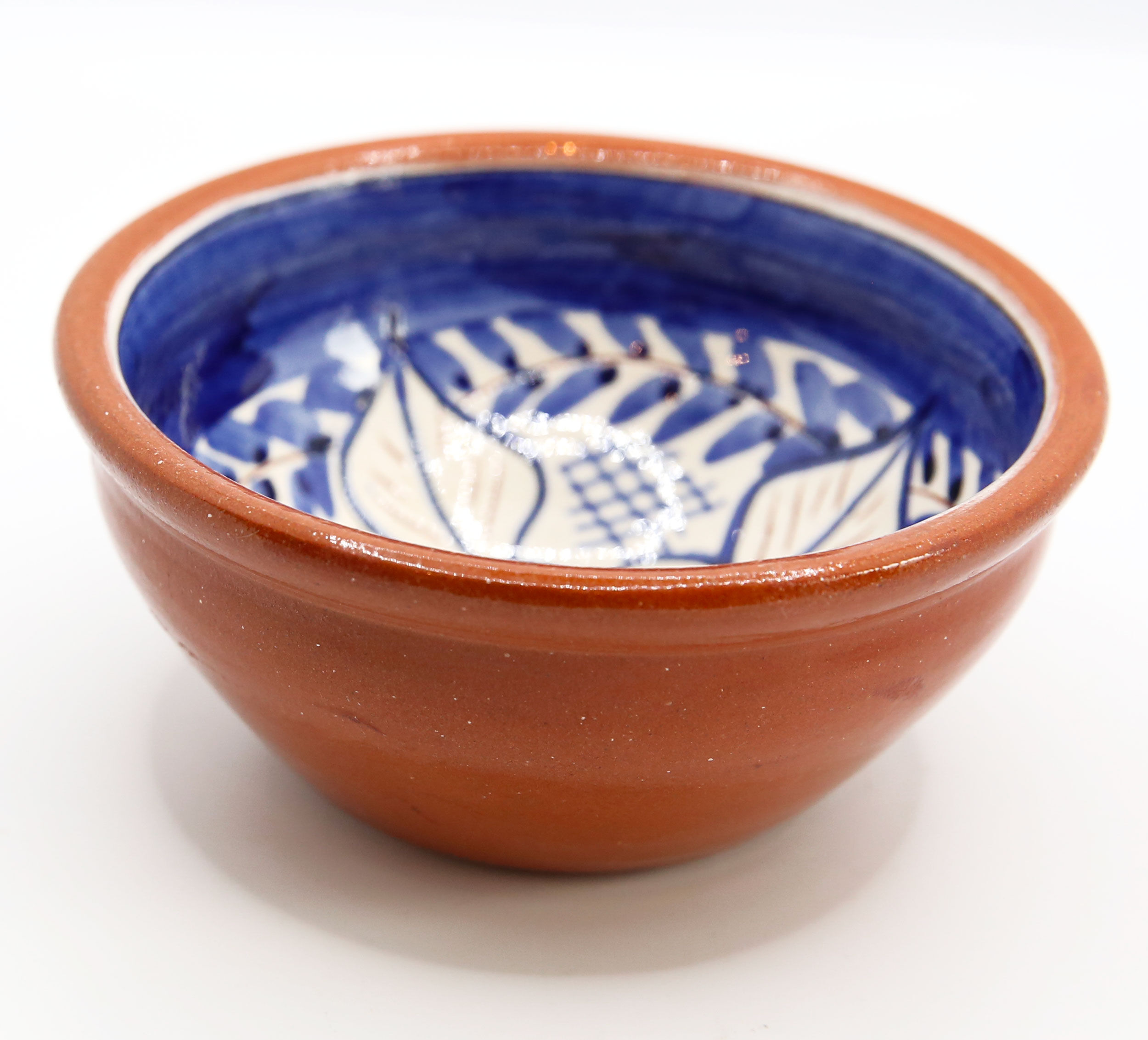 Handmade bowl with flowers in enamelled clay from Portugal