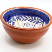 Handmade bowl with flowers in enamelled clay from Portugal