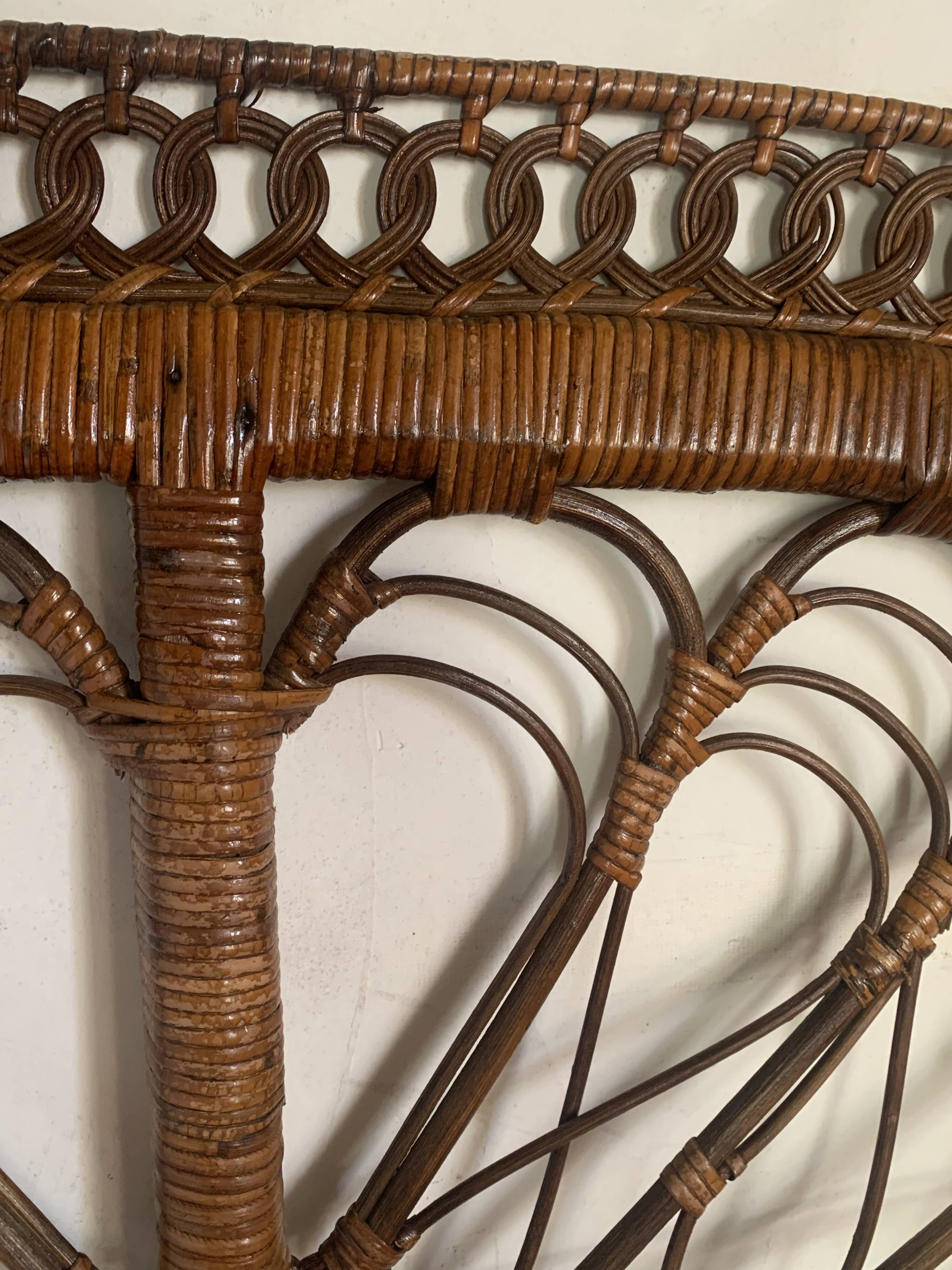 Vintage peacock rattan headboard 180 cm
