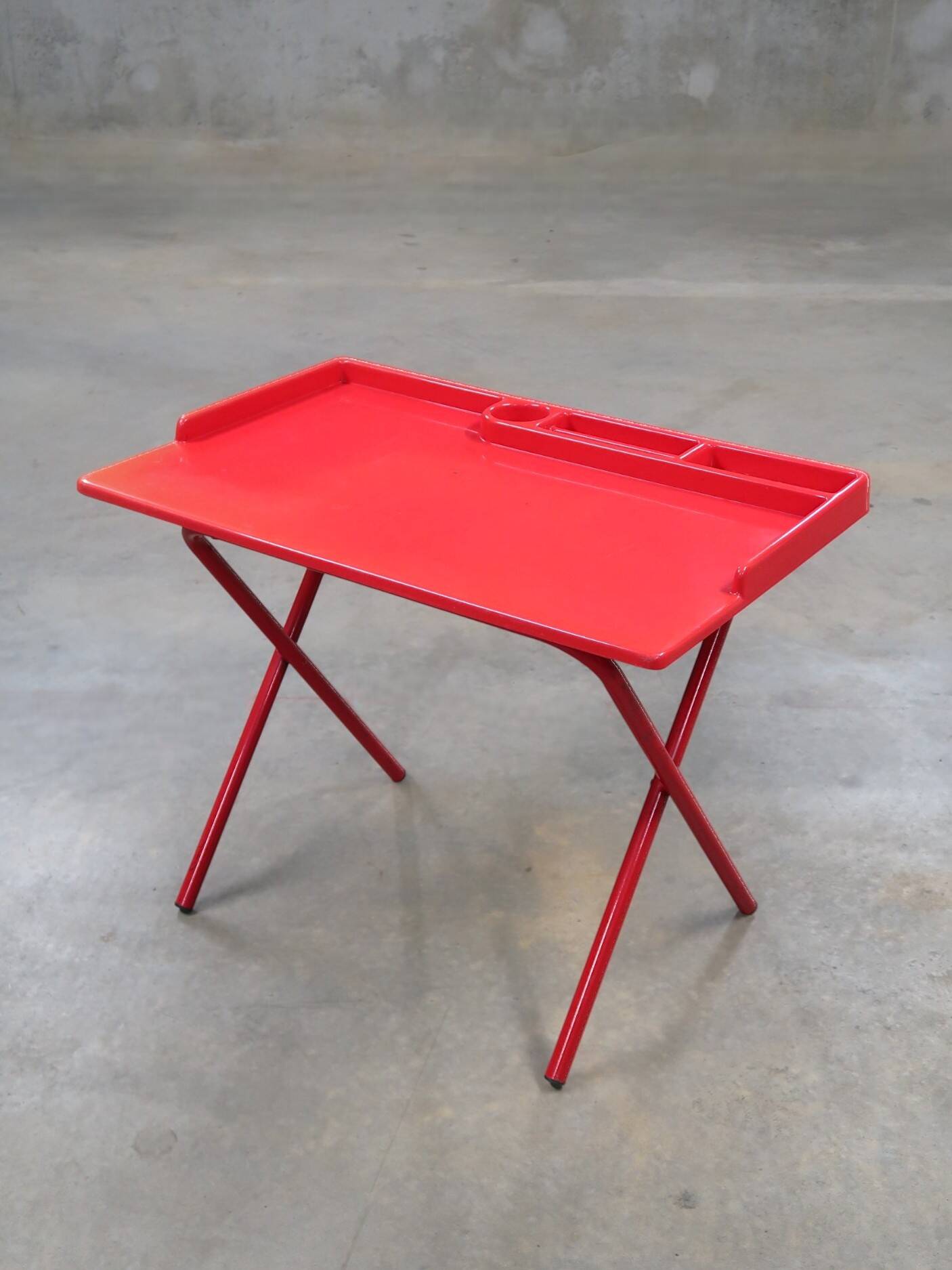 Vintage 80s red fiberglass desk
