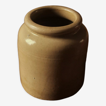 Pot in glazed sandstone round beige gray