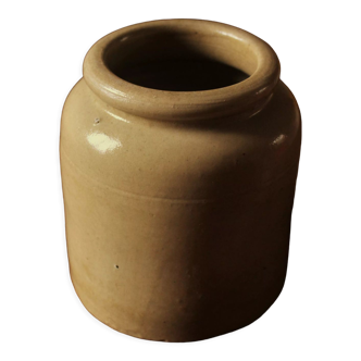 Pot in glazed sandstone round beige gray