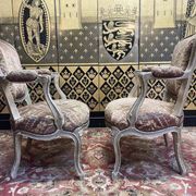 Pair of Louis XV style cabriolet armchairs in genoa velvet