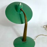 Mid-cenrury Italian Modern brass and green lacquer table lamp from 50s