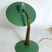 Mid-cenrury Italian Modern brass and green lacquer table lamp from 50s