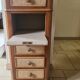 Nightstand in walnut and jute fabric, 1900