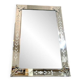 Venetian Rectangular Hand-Carving Wall Mirror Murano Glass Style