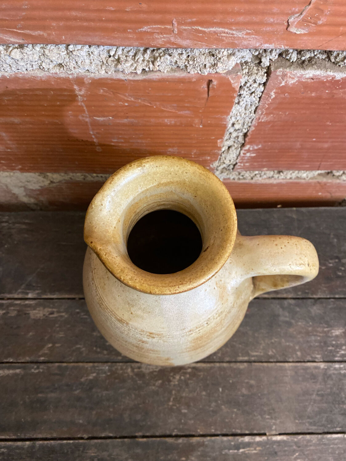 Old Pichet JEAN MARAIS Glazed Stoneware Beige France Vintage #D781