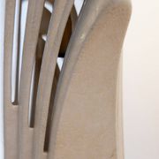 Large white ceramic fan-shaped table lamp - Art Deco style