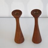 Pair of Danish teak candlesticks 1960