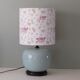 Celadon-colored cracked ceramic table lamp with new personalized lampshade.