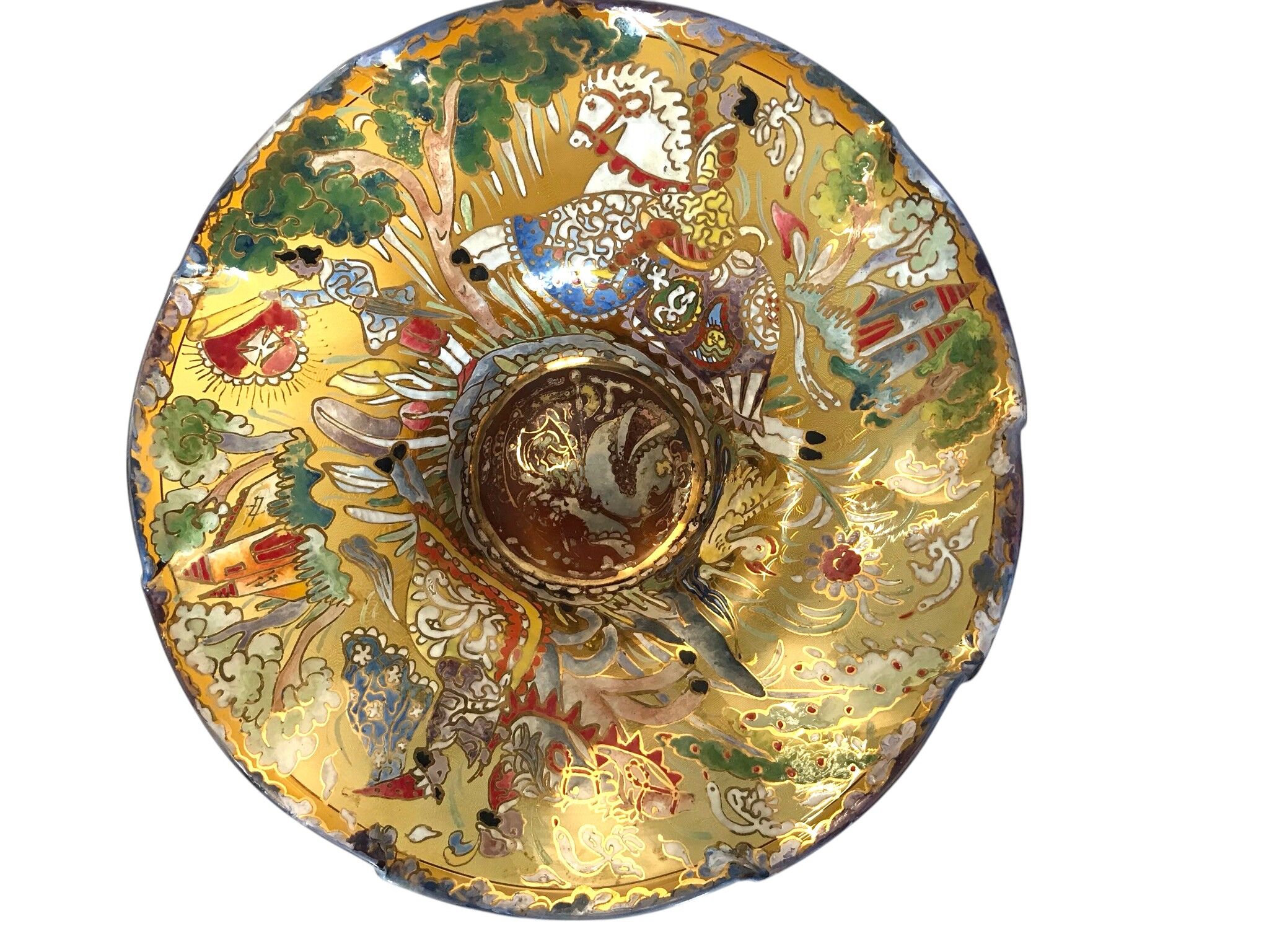 Royo Cortes, enameled glass cup with medieval decoration circa 1900