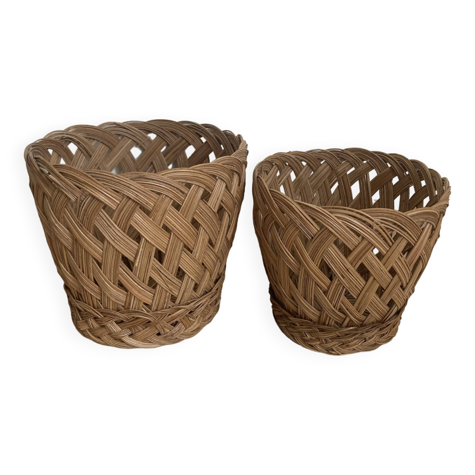 Vintage woven wicker plant pot cover