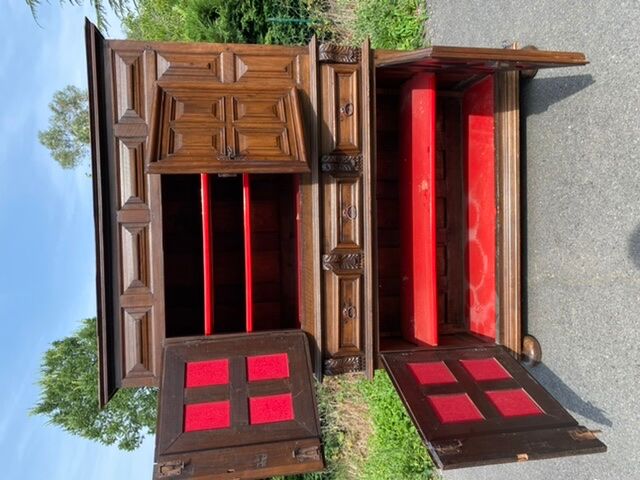 Meuble cabinet louis xiii double corps armoire renaissance ancien