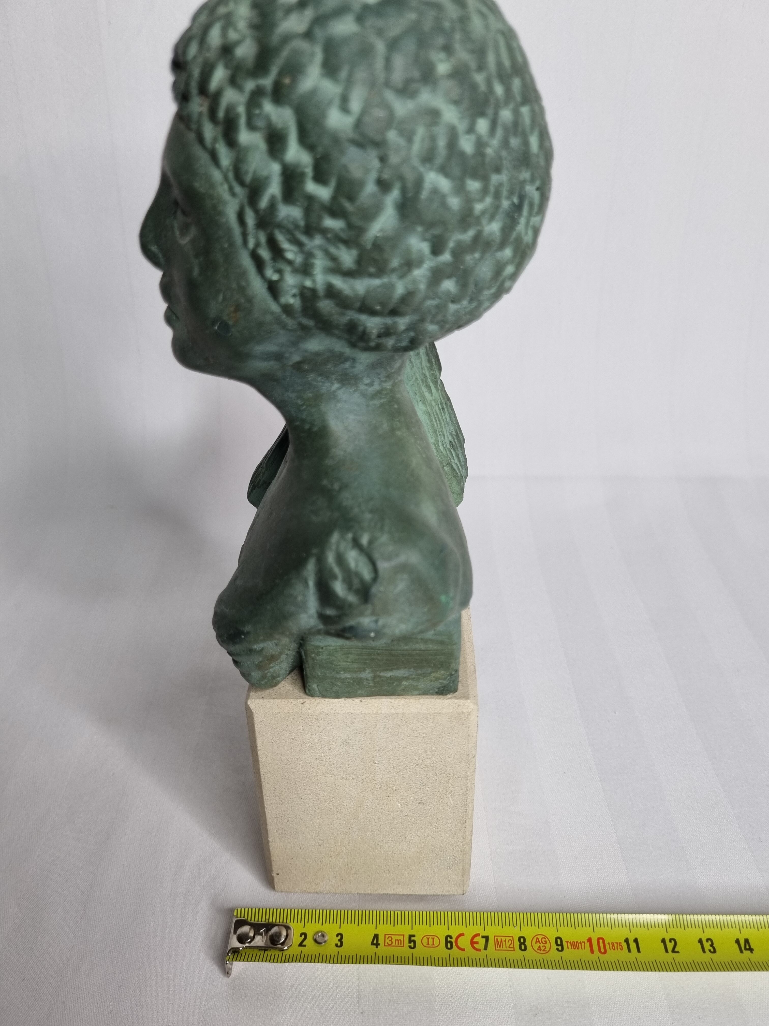Bust of Maketaton, daughter of Nefertiti in patinated plaster in imitation of bronze, 24 cm