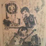 Illustration/signed paper print, framed, 60s/70s