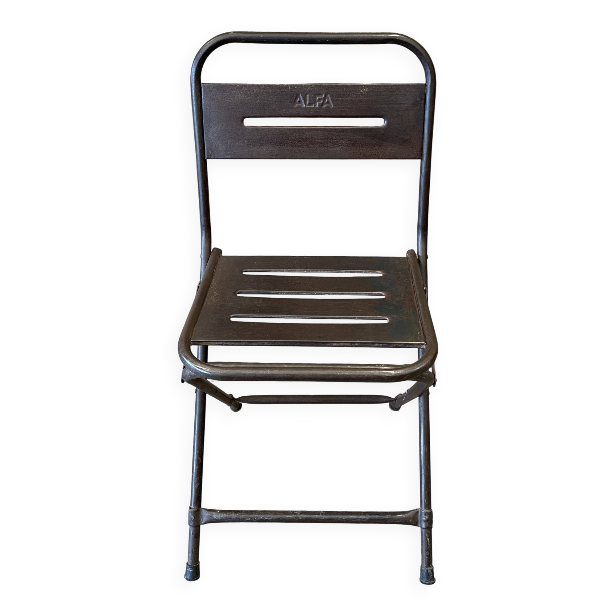 Folding industrial metal chair