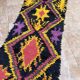 Tapis de couloir Boucherouite vintage tissé à la main, Maroc