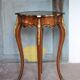 Wooden bedside table with marquetry and bronze, side table with curved legs