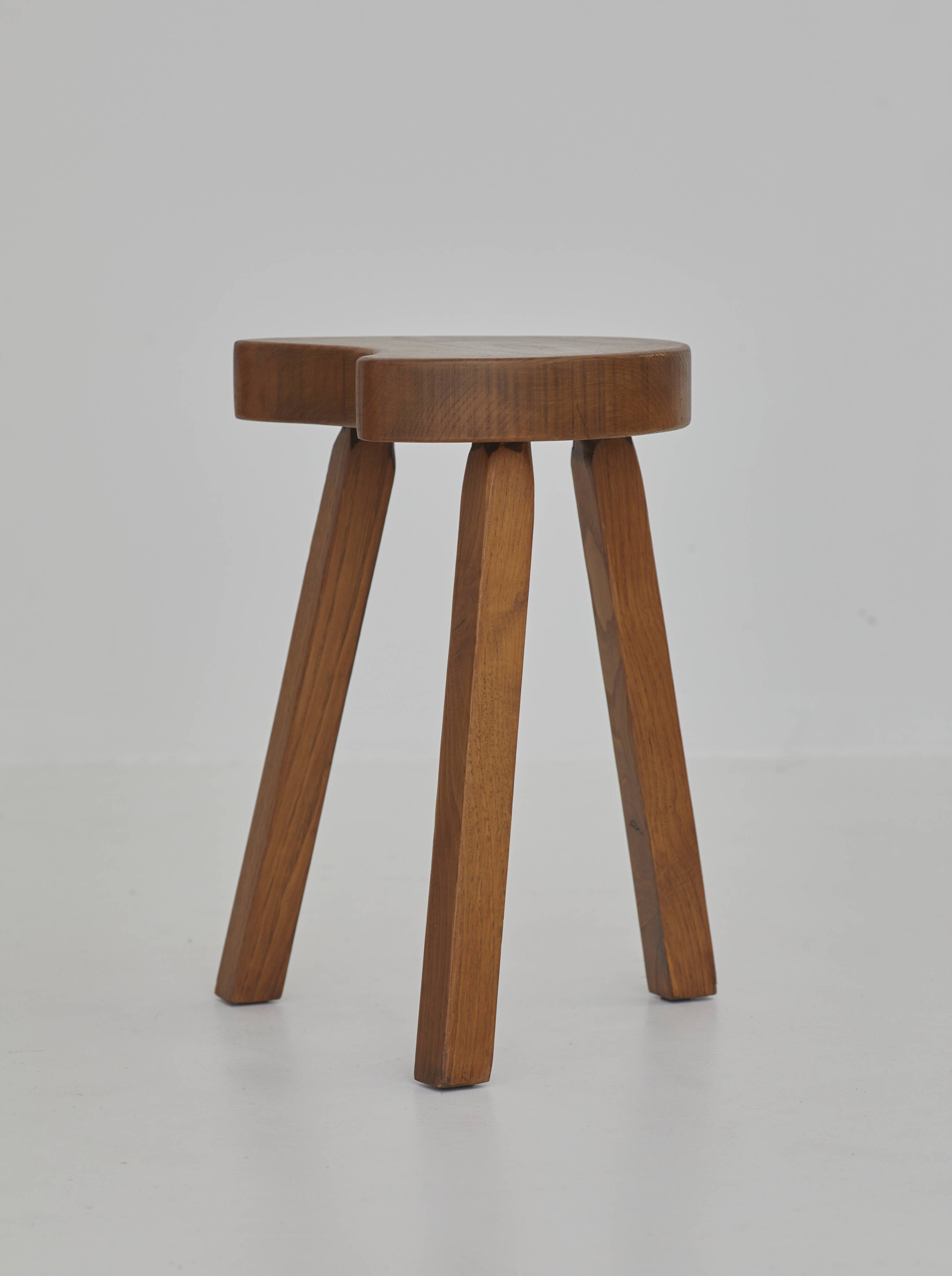 Vintage Solid Beech Brutalist Tripod Stool Circa 1960