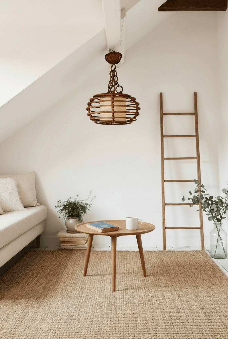 Vintage rattan suspension cage, 1950s