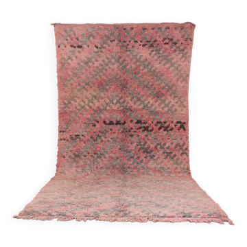 Tapis marocain berbère vintage en laine rose fait main
