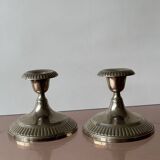 Antique silver-plated metal candlesticks