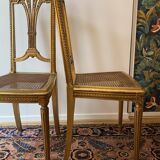 Pair of Louis XVI style fluted gilded chairs