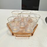 6 Verres ancien liqueur et 1 plat support offert