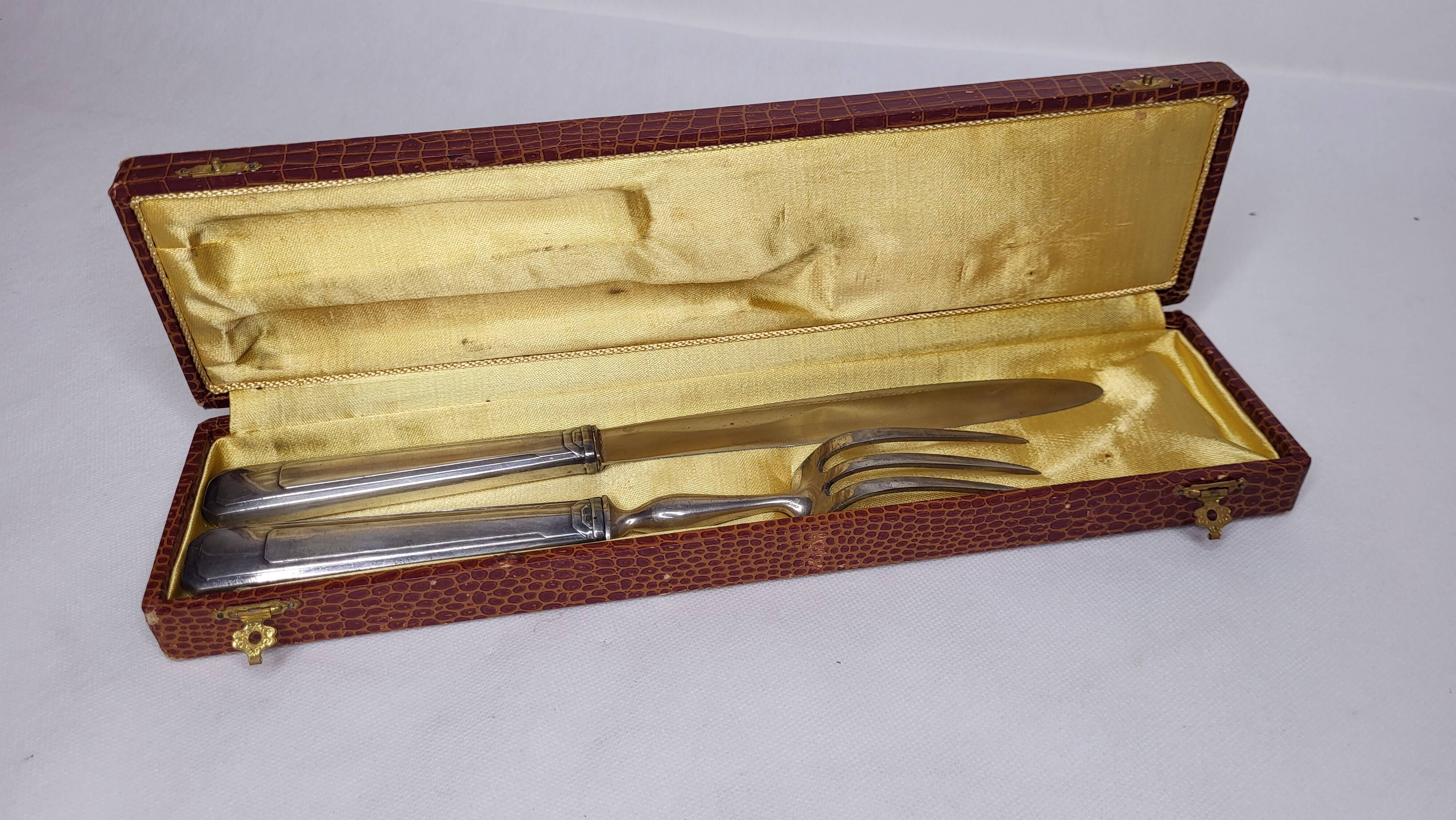 Art Deco silver plated lamb cutlery
