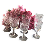 6 Verres anciens en cristal gravé