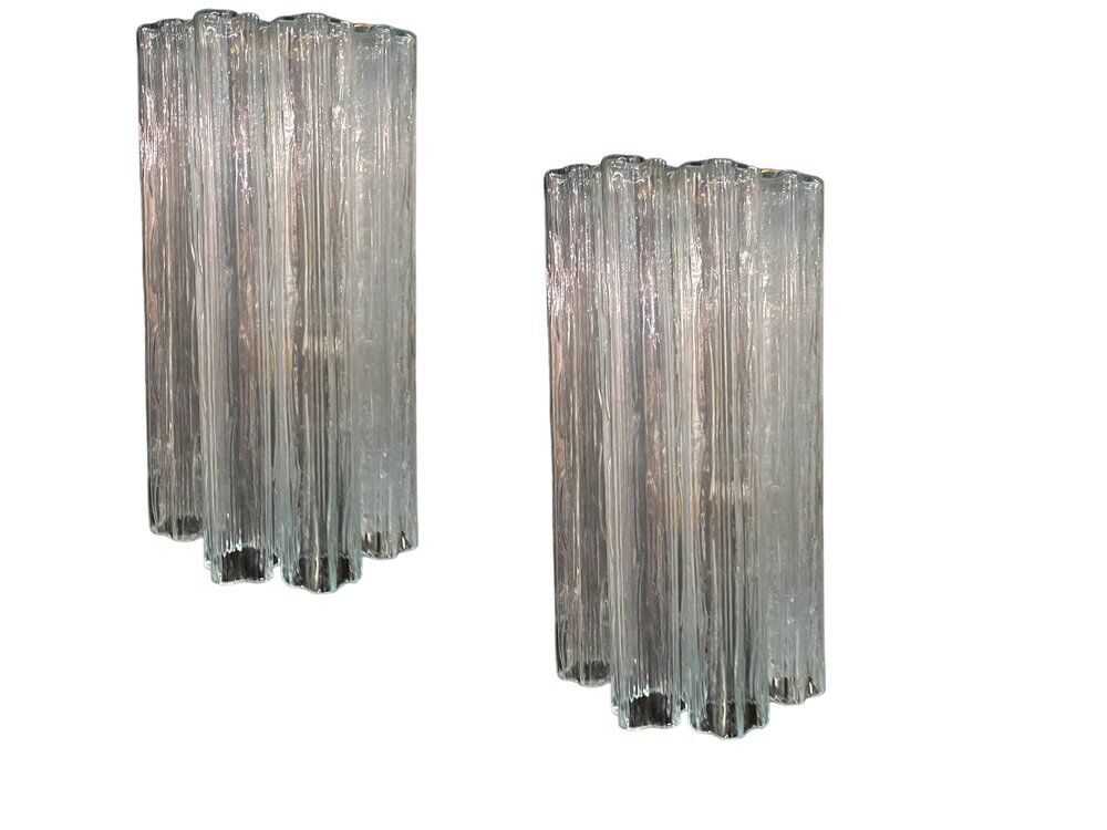 Murano glass tube tronchi sconces, 1980s, set of 2