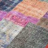Handwoven anatolian contemporary 202 cm x 301 cm multicolor patchwork carpet